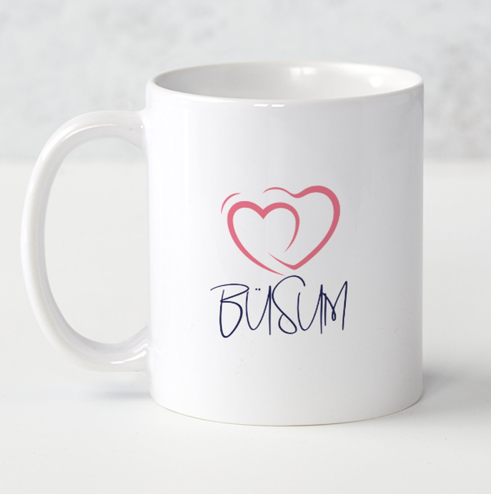 Weisse Kaffeetasse 2 Herzen Büsum