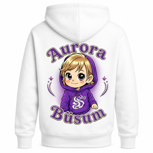 Hoodie Design: "Aurora Büsum" Farbe Schwarz, Weiß, Rosa