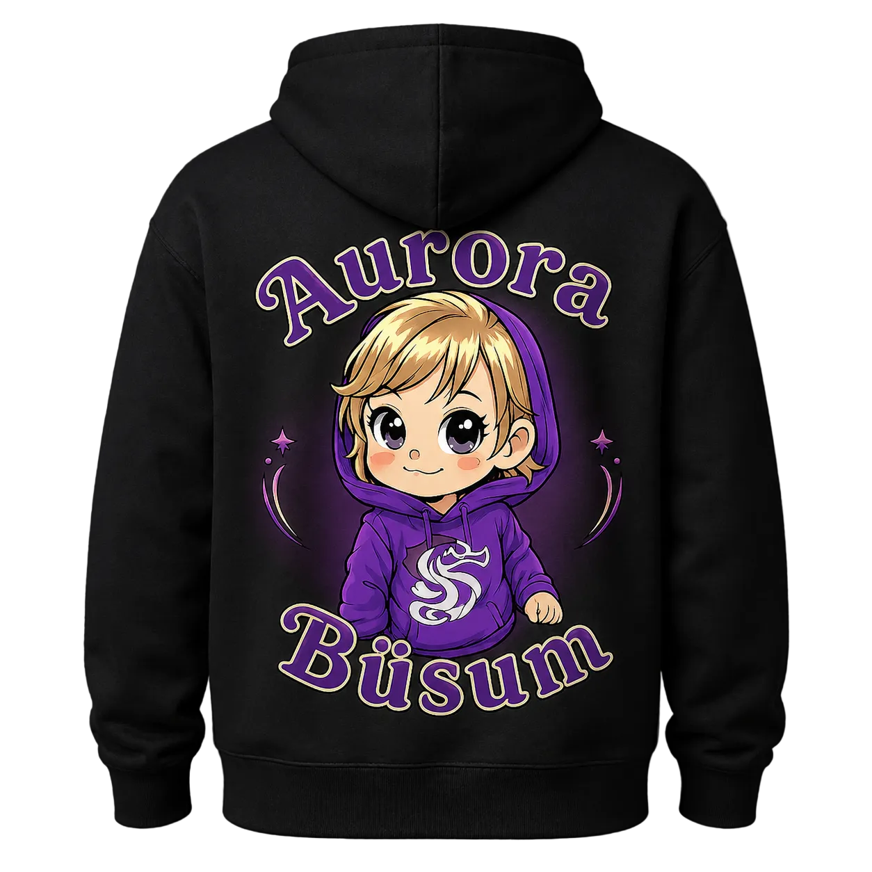Hoodie Design: "Aurora Büsum" Farbe Schwarz, Weiß, Rosa