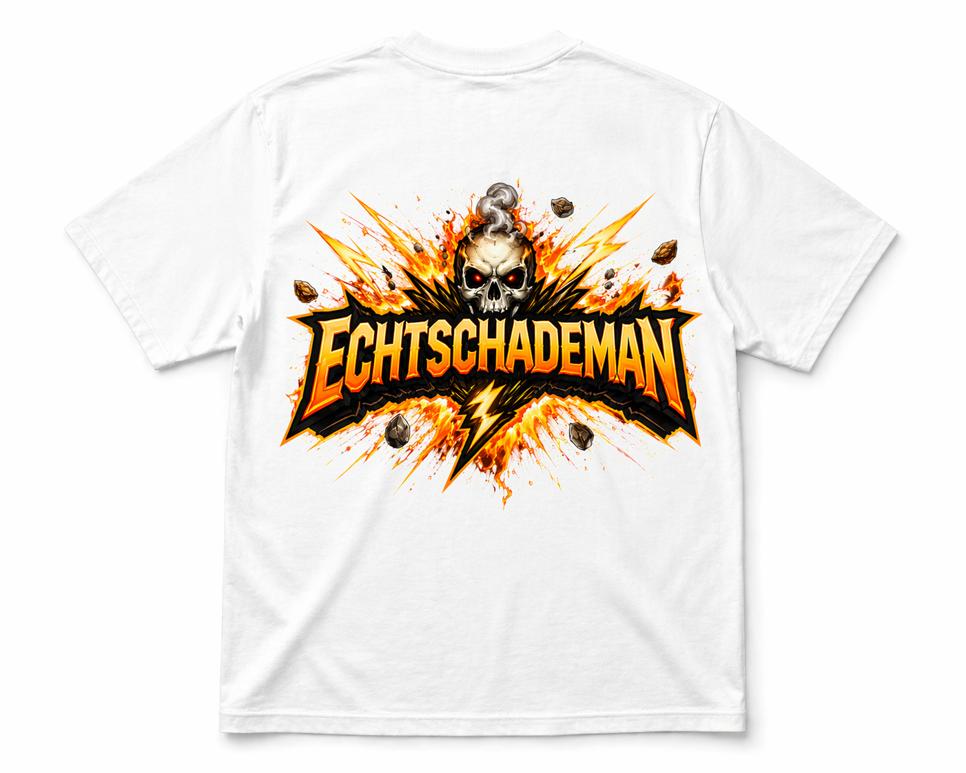 Design de T-shirt Echtschademan en noir et blanc dans le dos