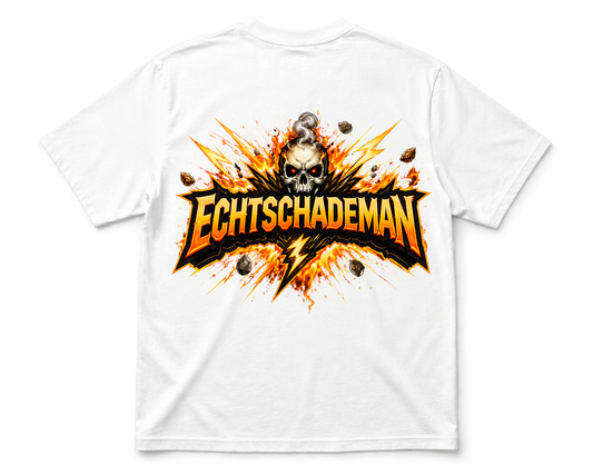 Design de T-shirt Echtschademan en noir et blanc dans le dos