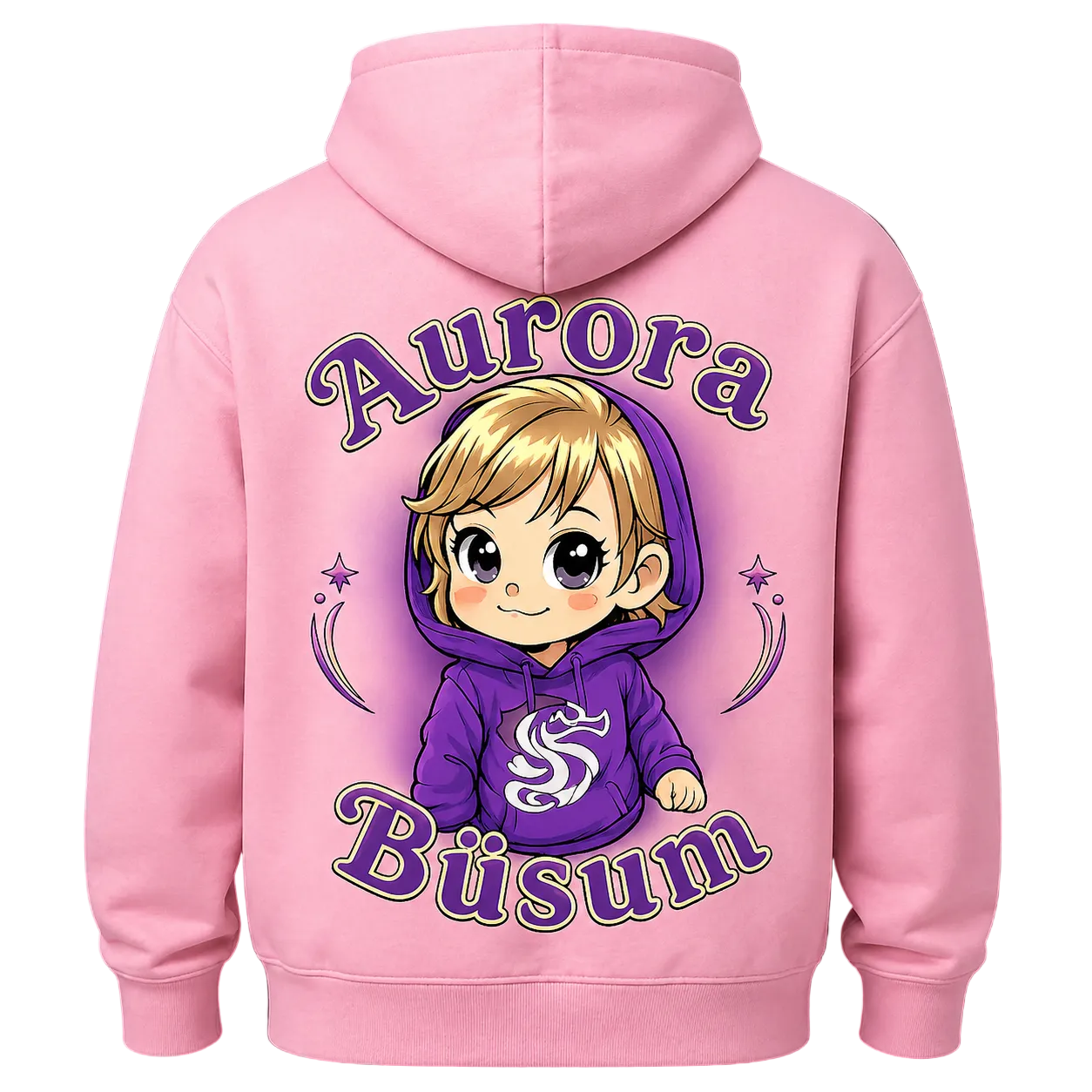 Hoodie Design: "Aurora Büsum" Farbe Schwarz, Weiß, Rosa