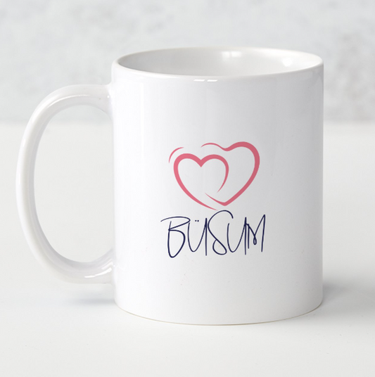 Weisse Kaffeetasse 2 Herzen Büsum