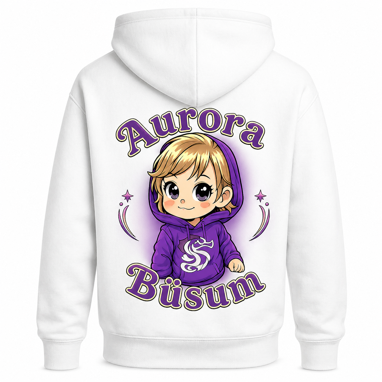 Hoodie Design: "Aurora Büsum" Farbe Schwarz, Weiß, Rosa